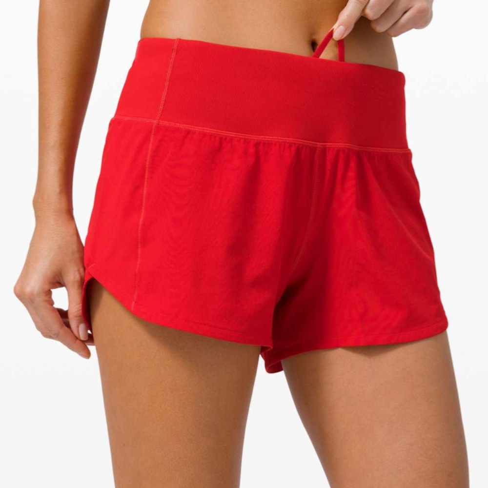 LULULEMON SPEED UP SHORT LONG - SIZE 10 - DARK RED 4"